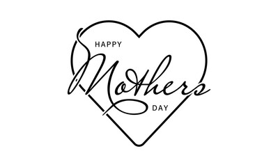 Minimalistic happy mothers day layout with heart shape, mom, woman day celebration, thank to mother for everything