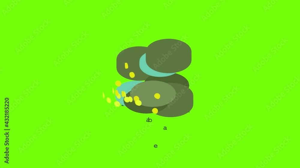 Aufkleber database icon animation cartoon object on green screen background