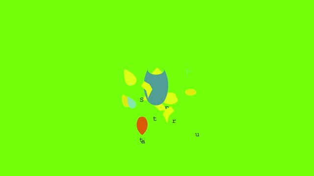 Startup icon animation cartoon object on green screen background