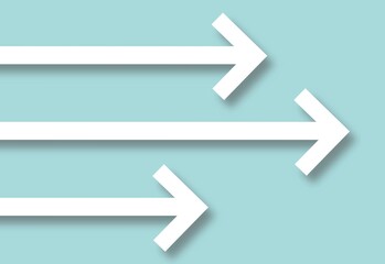 Arrow pointing up over blue background, success or growth concept