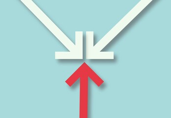 Obraz premium Arrow pointing up over blue background, success or growth concept