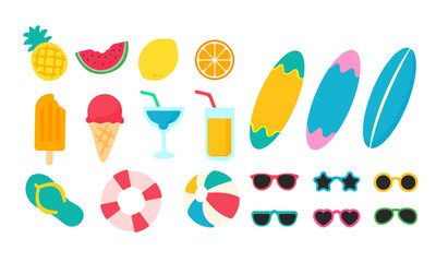 Watermelon and ice cream vector Helps to relax in summer Beach trip concept.