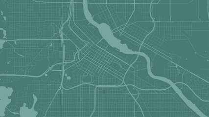 Green Minneapolis city area vector background map, streets and water cartography illustration.