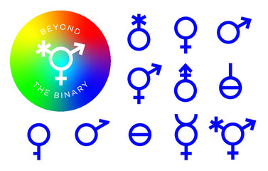 Inclusive gender symbols icon set
