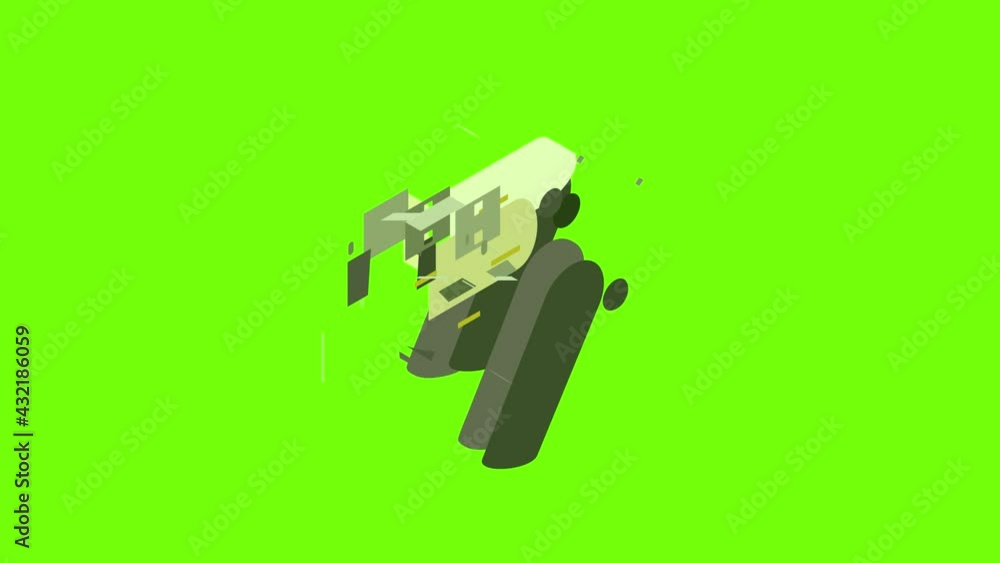 Poster portable flash drive icon animation cartoon object on green screen background