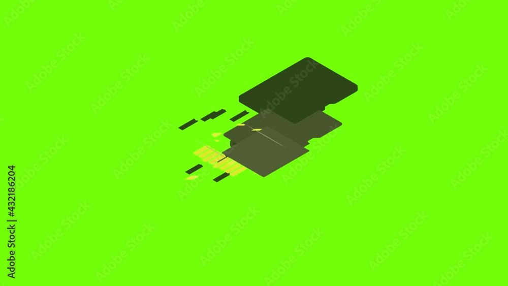 Poster memory flash drive icon animation cartoon object on green screen background