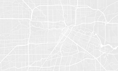 Light grey and white Houston city area vector background map, streets and water cartography illustration.