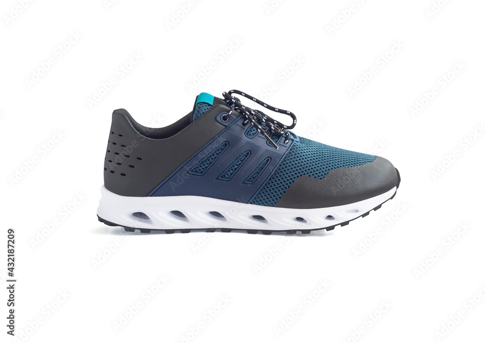 Wall mural side view of running shoe or hydro sneakers for water sport isolated on white background