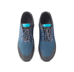 Top view of running shoes isolated on white background