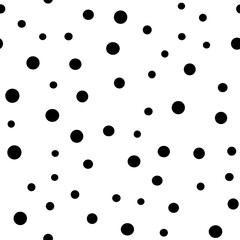 Dots seamless pattern. Random small circles texture background. Monochrome. Polka dots.