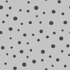 Dots seamless pattern. Random small circles texture background. Monochrome. Polka dots.