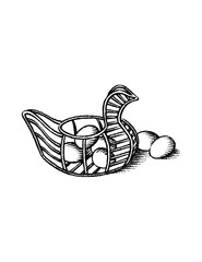 bird shaped basket of eggs