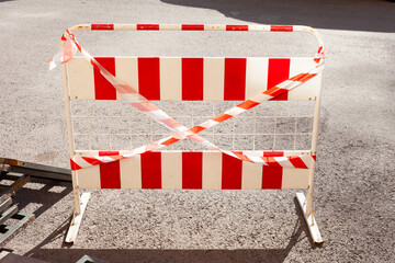 Fototapeta na wymiar Construction barrier during road works