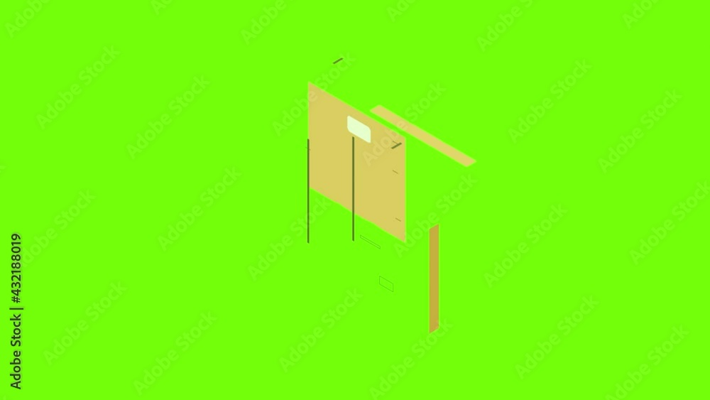 Aufkleber square box icon animation cartoon object on green screen background