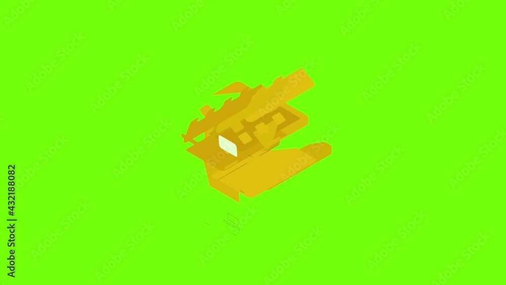 Poster opened box icon animation cartoon object on green screen background