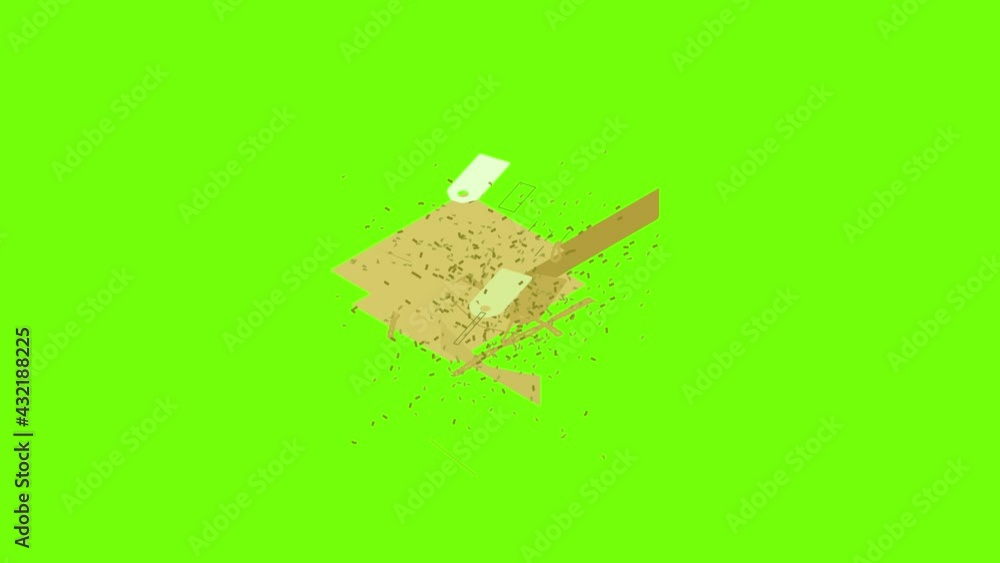 Poster container icon animation cartoon object on green screen background