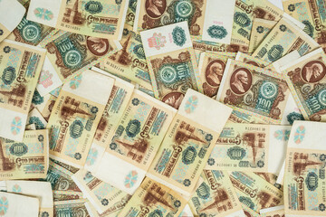 background of old Soviet Union banknotes