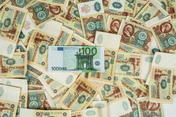 background of old Soviet Union banknotes