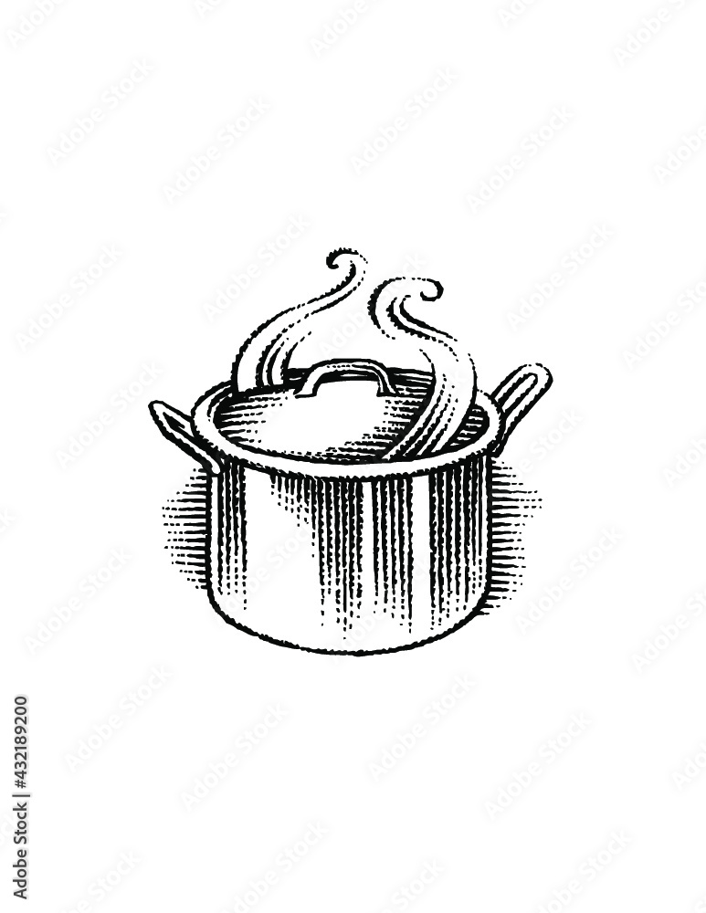 Wall mural cooking pot with steam