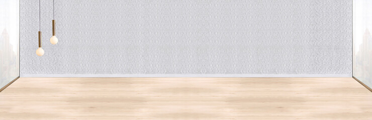 new empty room and interior design, hanging lamp. 3D illustration