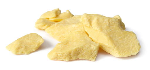 raw cocoa butter isolated on white background