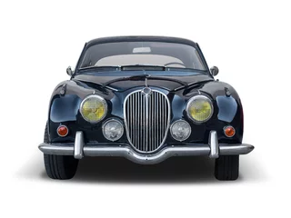Foto op Plexiglas Classic British car front view, isolated on white background   © Konstantinos Moraiti