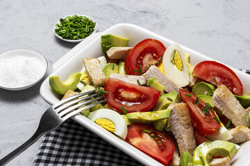 Healthy Egg, Chicken, Avocado and Tomato Salad