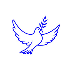 Concept, dove with olive branch, symbol of pease, vector illustration.