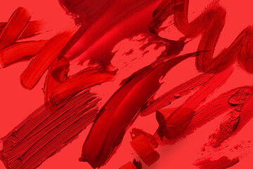Mix lipstick smudged samples multi layer cosmetic beauty concept background