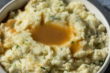 Healthy Homemade Creamy Mashed Potatoes with Gravy