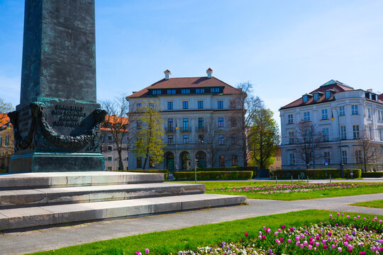 Karolinenplatz in Munich, blue sky