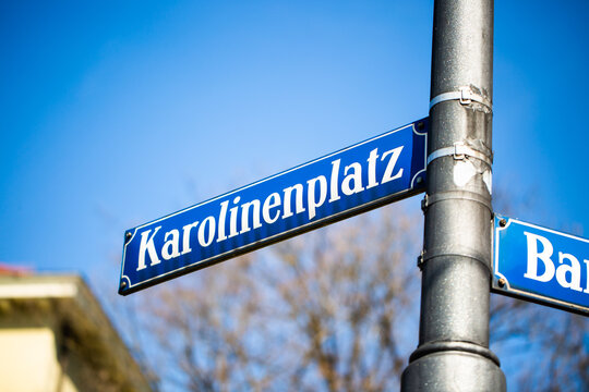 Karolinplatz, street sign in Munich