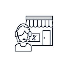 Concept for online shop, operator, support service. Vector icon isolated on white background.