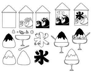 かき氷01-線画01