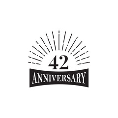 42th year anniversary logo design template
