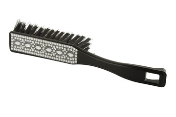 Bejewelled brush head isolated on white. Jazzy household items concept