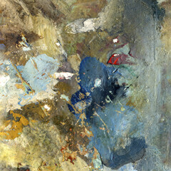 Abstract colorful painting palette. Bright abstract painting similar to a child's drawing traces of...