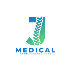 Letter J with Icon Spine Logo. Usable for Business, Science, Healthcare, Medical, Hospital and Nature Logos.