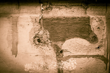 Painted old wall. Close up view