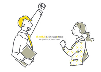 頼れる同僚　ビジネスシーン　シンプルでお洒落な線画イラスト