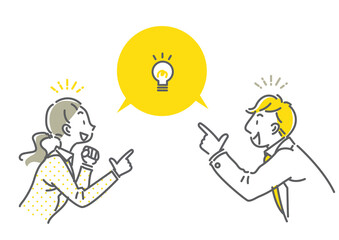 問題解決　ビジネスシーン　シンプルでお洒落な線画イラスト