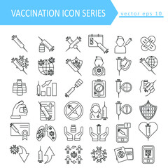 Thin line virus and vaccination icon set on white background. Royalty-free.