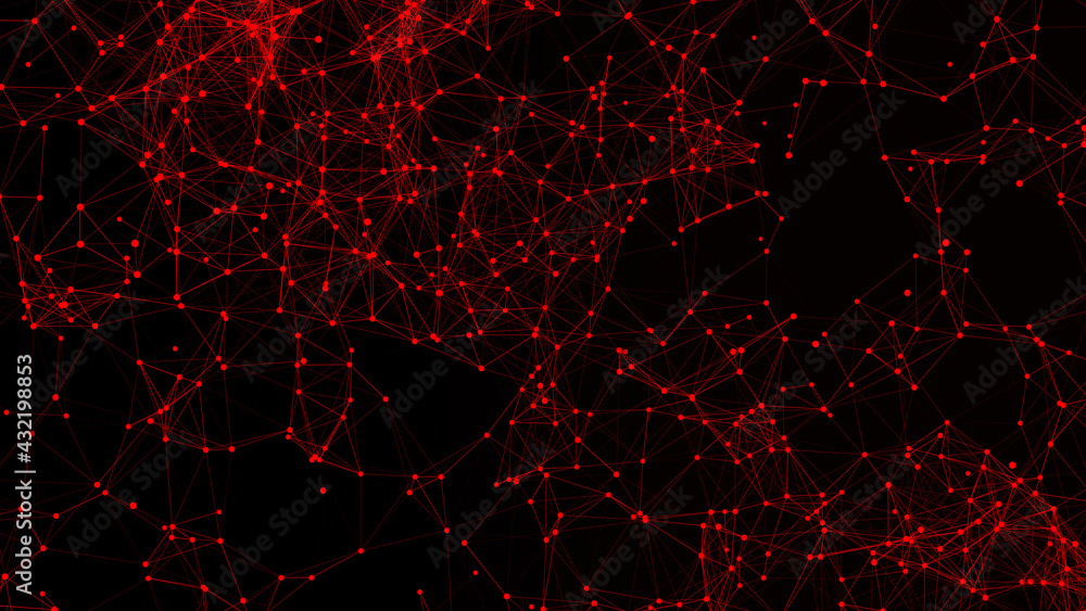 Poster abstract red plexus effect digital futuristic background .
