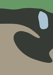 Modern abstract vertical (A0) color background with organic shapes in a minimalist style № 5