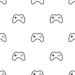 Joystick seamless pattern. Game console symbol pattern. Game controllers texture. Vector illustration isolated on white background. 