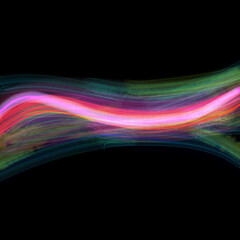 Abstract wavy background with colorful lines on black