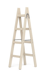 Wood double step ladder on white background