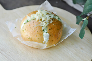 cheese bun, mozzarella cheese bun or bun with cheese stuffed