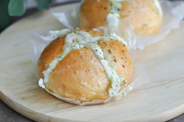 cheese bun, mozzarella cheese bun or bun with cheese stuffed