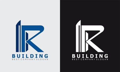 letter R building vector logo